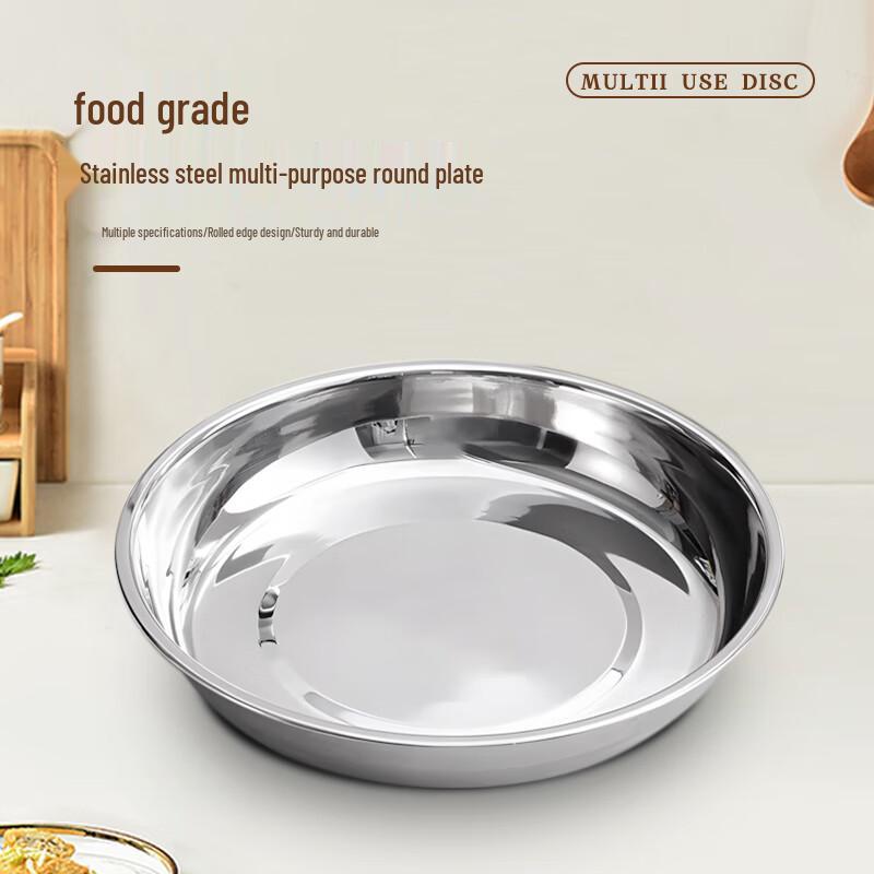 

201 Stainless Steel Shallow Round Serving Plates (5-Pack)