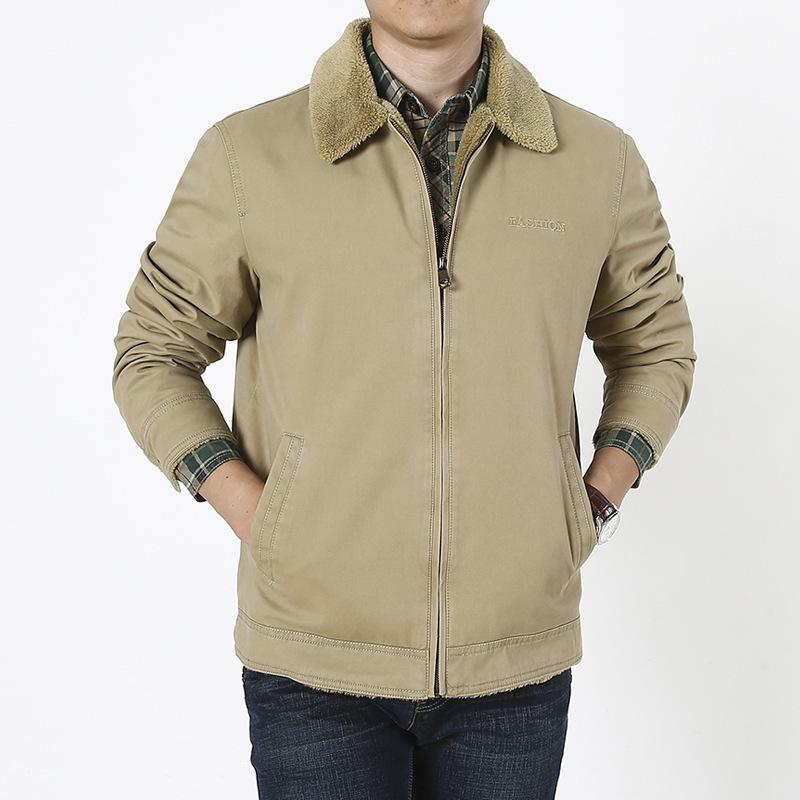 Fleece Thermal Cotton-padded Clothes Middle-aged and Elderly Cotton Casual Lapel Loose Jacket Zipper Jacket