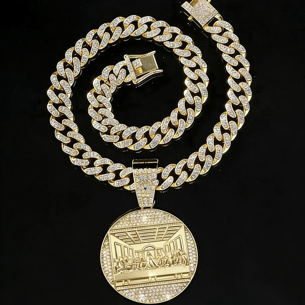 Colgante de la Última Cena Hip Hop Europeo y Americano con Cadena Cubana de Aleación de Zinc