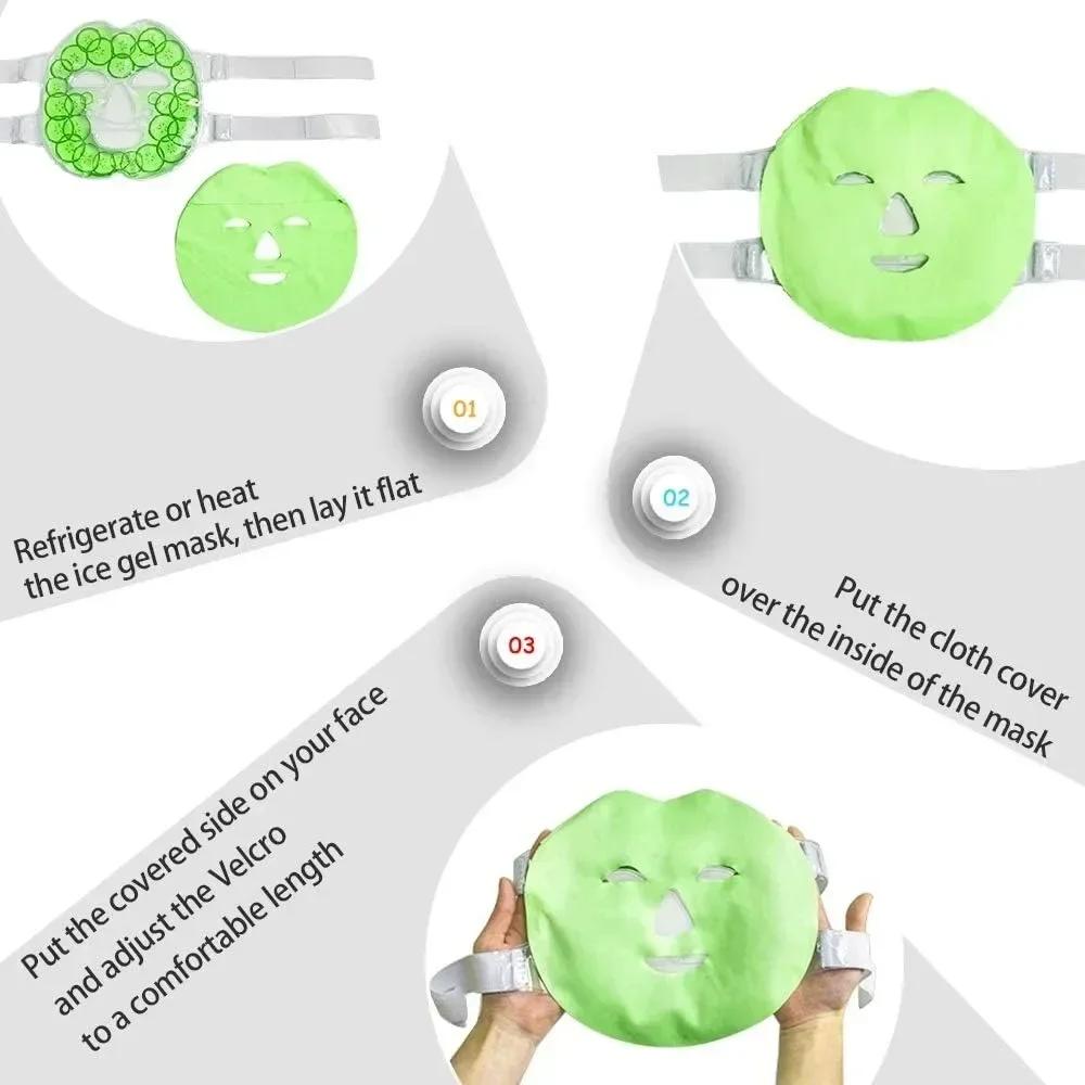 1 st Återanvändbar Gelis Ansiktsmask, PVC-material, Dubbelanvändning Kylande och Varm Kompress för Avkoppling och Sömnstöd