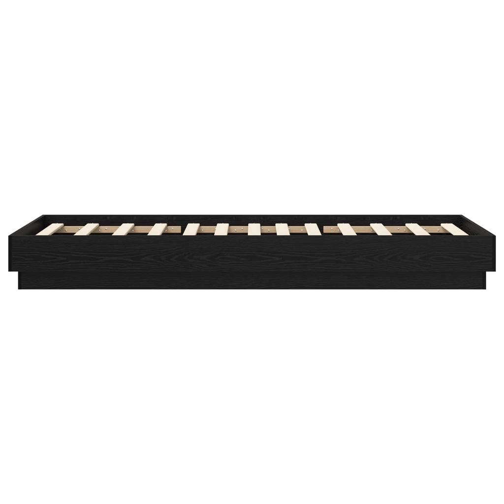 Floor Bed Frame Black Oak 80 x 200 cm Engineered Wood