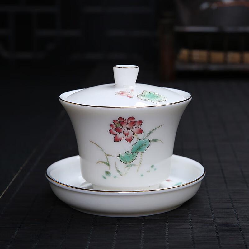 Mutton Fat Jade Porcelain San Cai Gaiwan - Ink South Design