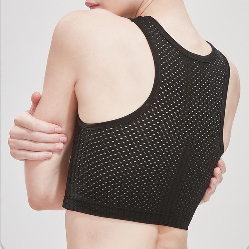 Women Net Chest Breast Binder Tomboy FTM Stretchy Sports Bra Vest Tank Top