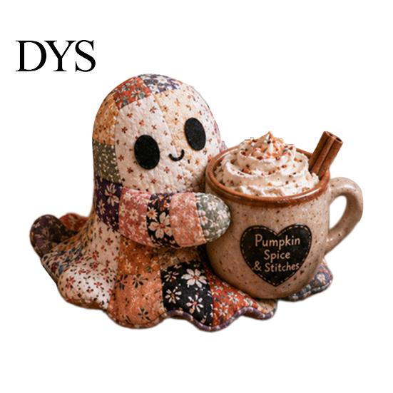 Decorative Ghost Sewing Pattern Halloween Patchwork Kit, Cute Doll DIY Set with Pre-Cut Cozy Fall Art Project Fabrics, Autumn Holiday Craft