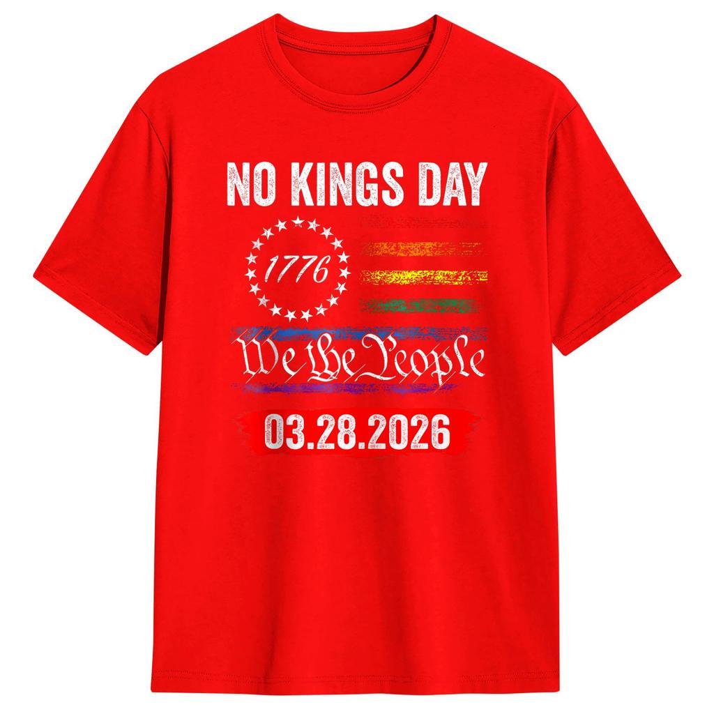Vintage T Shirt Summer No Kings March 28 2026 No Kings Day Hip Hop TShirts Cotton Tshirt Men Awesome Loose Short Sleeve Tees