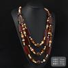 Vintage exaggerated wooden necklace Maillard vacation women's bohemian long niche sweater chain earrings