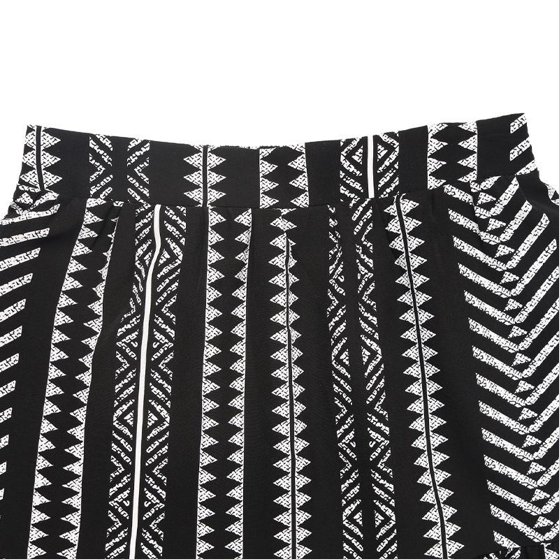 2026 Summer Geometric Print Elastic Waist Midi Skirt - European & American Ethnic Style