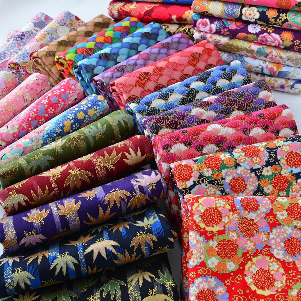 Bronzing Pure Cotton Japanese Fabric By The Meter for Clothing Cheongsam Hanfu Bag Tablecloths DIY Sewing Printed Cloth Colorful