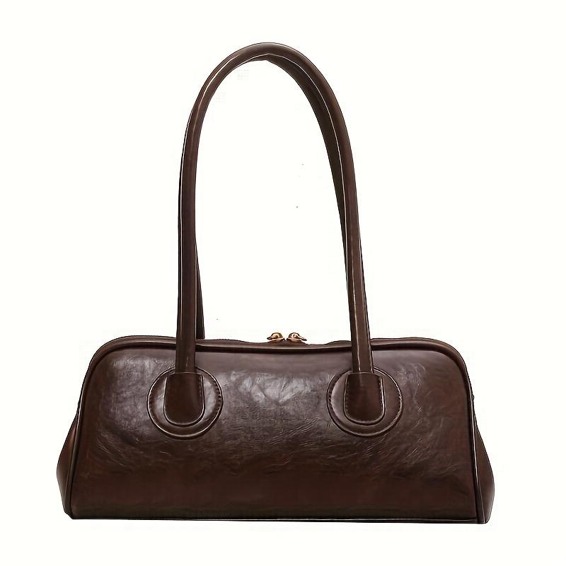 

Vintage Solid Shoulder Bag Retro Low Arm Handbag Handbag And Women S Fashion Baguette Handbag кофейный