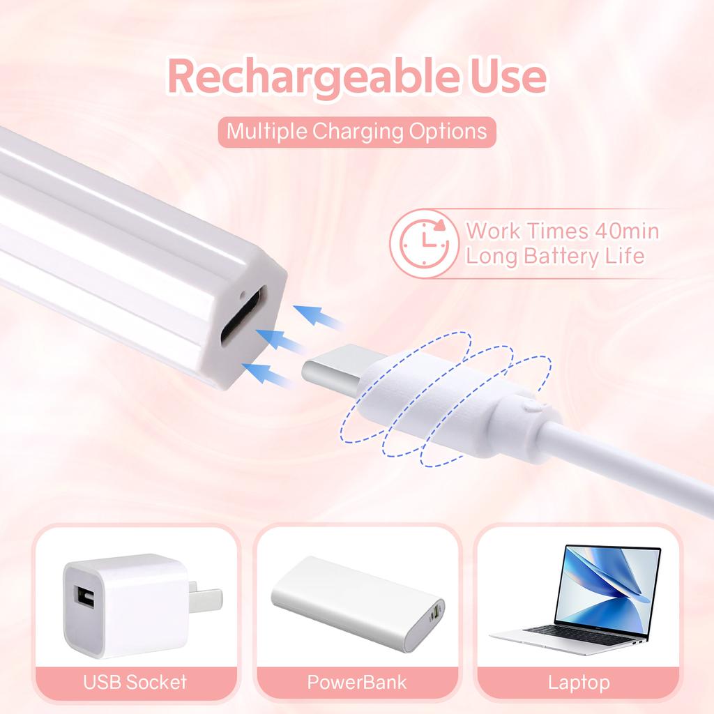 Handheld UV LED Nail Lamp Mini Portable Nail Dryer with Two Timer Settings Rechargeable Quick Drying Manicure Lamp Flashlight