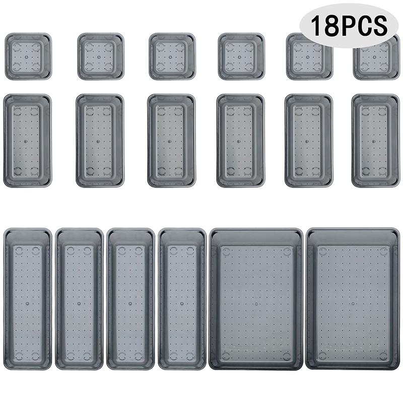 

16/25 шт. Прозрачный универсальный набор органайзеров для ящиков Пластиковые контейнеры для хранения и настольные лотки Разделитель для макияжа, гаджетов, ювелирных изделий, посуды