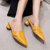 2025 New Women's Summer Pointed Half Slippers Women's Simple Middle Heel Sandal Fashionable Casual Comfortable Women's Shoes