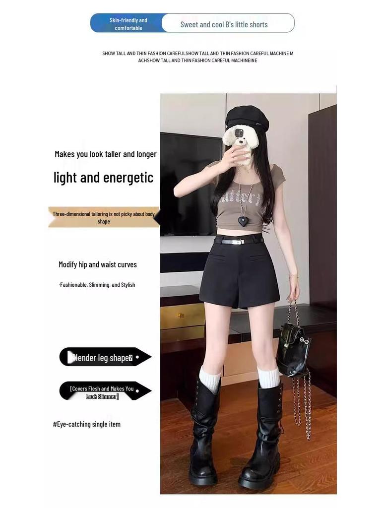 2025 New Korean Style Women's High Waist White Summer Shorts, Slimming Wide Leg Casual Pants