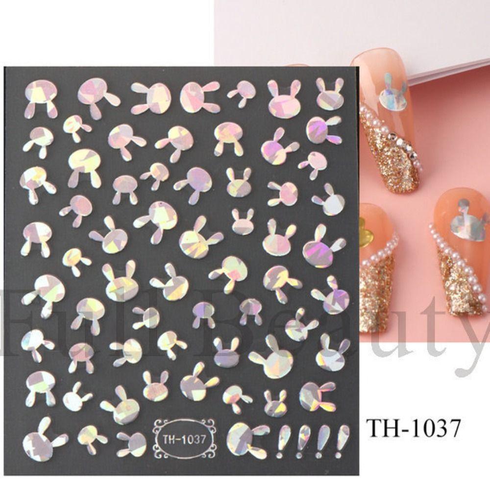 

3D Наклейка для дизайна ногтей Цветок сакуры Украшение для дизайна ногтей Слайдер для геля для маникюра DIY Silver-Rabbit