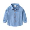 2024 Children's Clothing New Long-sleeved Children's Shirt Solid Color Boys' Shirt Backing Korean Version Top