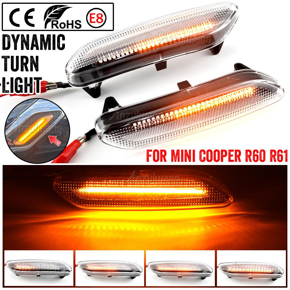 LED Dynamic Turn Signal Light For Mini Cooper R60 Countryman R61 Paceman Side Marker Flashing Indicator Flowing Water Blinker