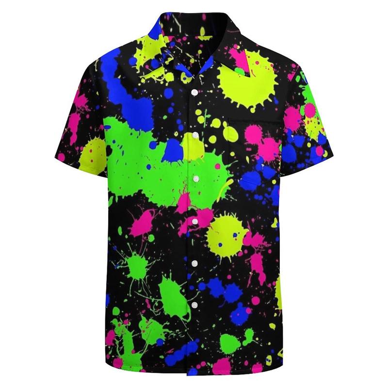 Classic 3d Print Hawaiian Shirt For Men Funky Retro Graphics Party Shirt Short Sleeve Button Up Shirt Street Y2k Clothing