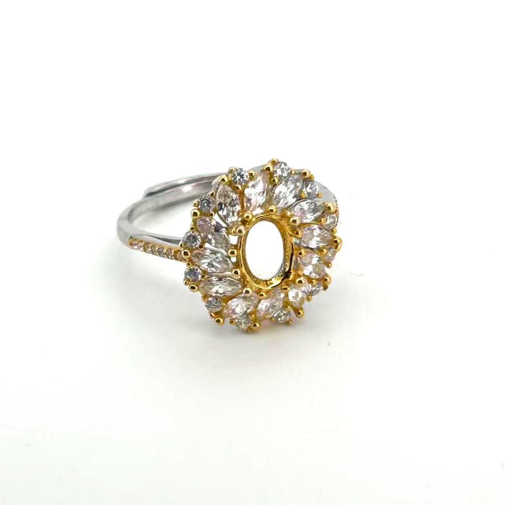 

Основа кольца из стерлингового серебра S925 5x7 Овал для DIY Колец в стиле легкой роскоши с инкрустацией Adjustable Opening