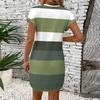 Women's Fashion Casual Contrast Color Round Neck Milk Silk Pullover Dress