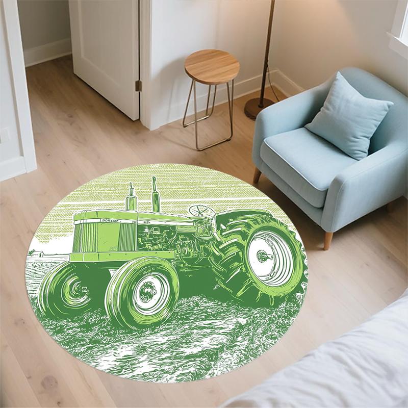 Farm Tractor Pattern Round rug,Carpet Rug for Living Room Bedroom Sofa Playroom Decor,Non-slip Floor Mat,Holiday Gifts and Birthday Gifts.