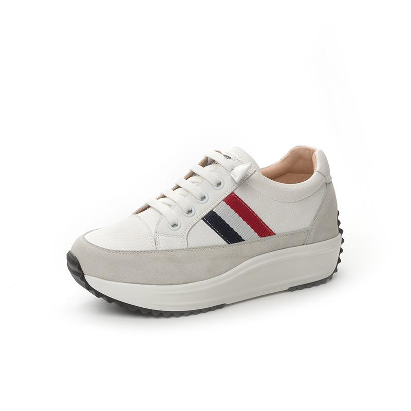 Forrest Gump shoes women's new color matching leather thick-soled versatile soft-soled sports and leisure shoes