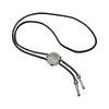 Vintage Metal Pendant Bolo Tie Cowboy Costume Accessory for Men Western Rodeos Necktie Necklace with Faux Leather Cord