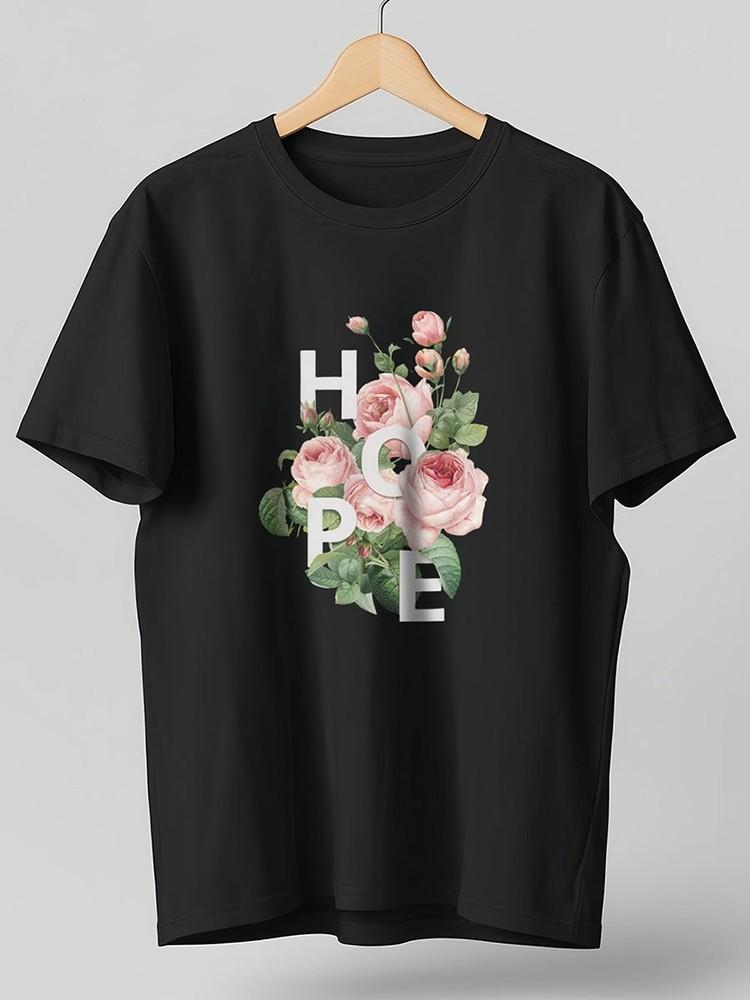 

Men s Fashion T-Shirt Pink Rose HOPE Lettering Tee Short Cotton Black Oversize XL