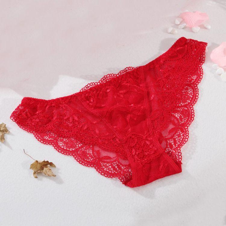 Wholesale Sexy Lace Ladies Panties Female Sexy Temptation Translucent Thin Panties Large Size Low Waist Briefs