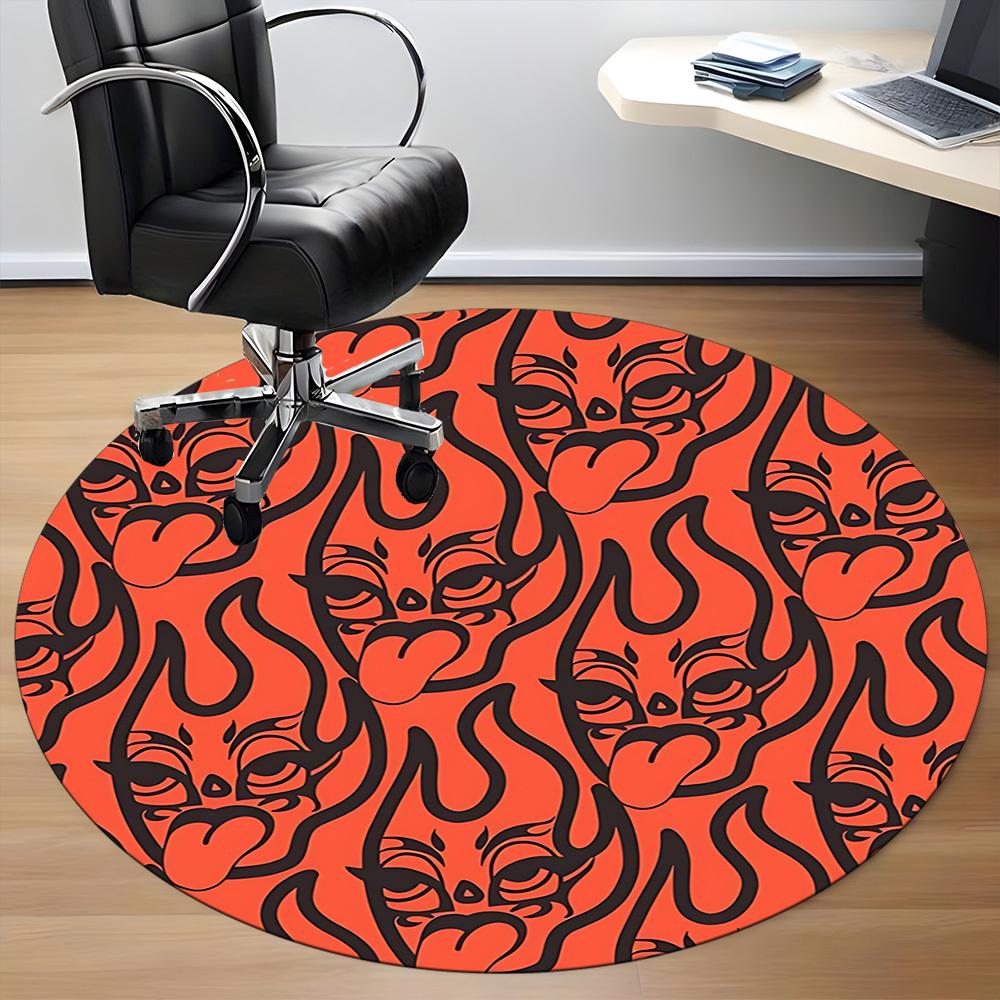 1pc Devil Faces Office Round Area Rug,  Mat Suitable For Office, Under Office Chairs Bedroom Living Room Home Decor, Room Deco