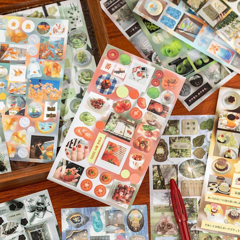 Yuxian Retro Die-cut Sticker Book: Flash Frame Journal Card Decoration Stickers