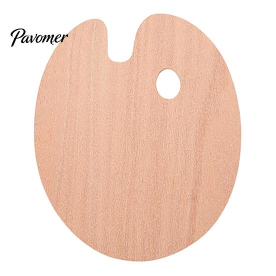 Wooden Paint Palette with Thumb Hole for Oil, Acrylic, Oval Wood Watercolor Painting, Oval-Shaped Art Tray Artists Left Right Handed