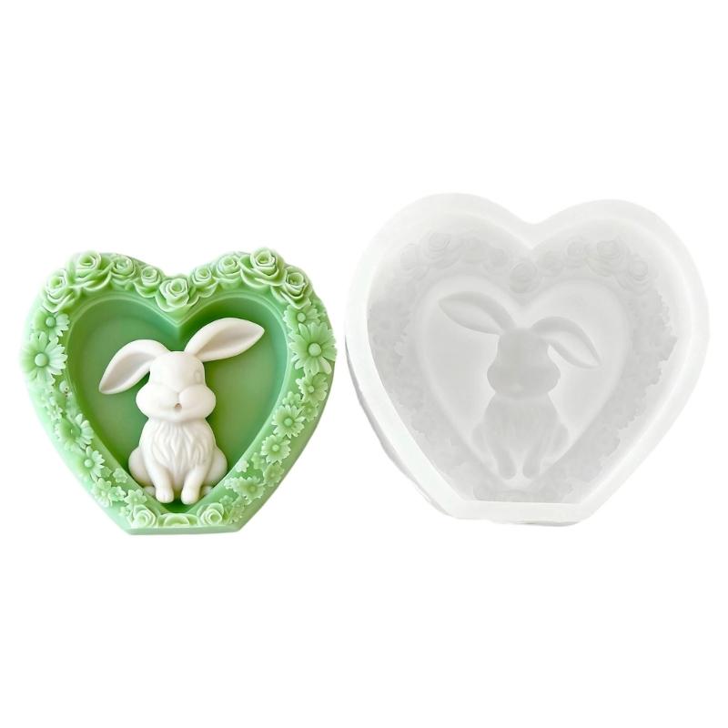 

Heart Rabbit Silicone Candle Molds Multipurpose Silicones Mould for Epoxy Resin Making Candle Soap Chocolate Baking Tool