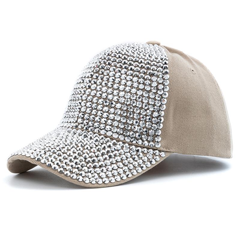 Nueva gorra con incrustaciones de diamantes para mujer, gorra de béisbol sencilla y sencilla, ajustable, informal, ropa de calle para exteriores, sombrero de moda