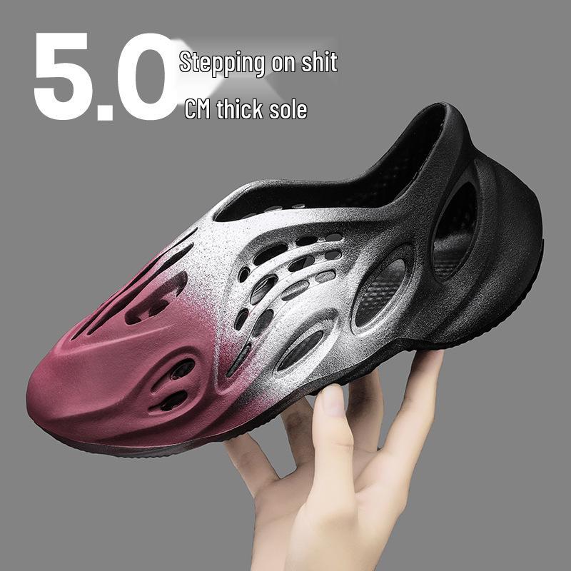 Men's Plus Size Gradient Coconut Hole Beach Sandals - Casual Summer Fashion Slippers