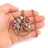 Ancient Red Copper Winding Natural Stone Crystal Tree Of Life Necklace Colorful Stone Necklace Jewelry N105