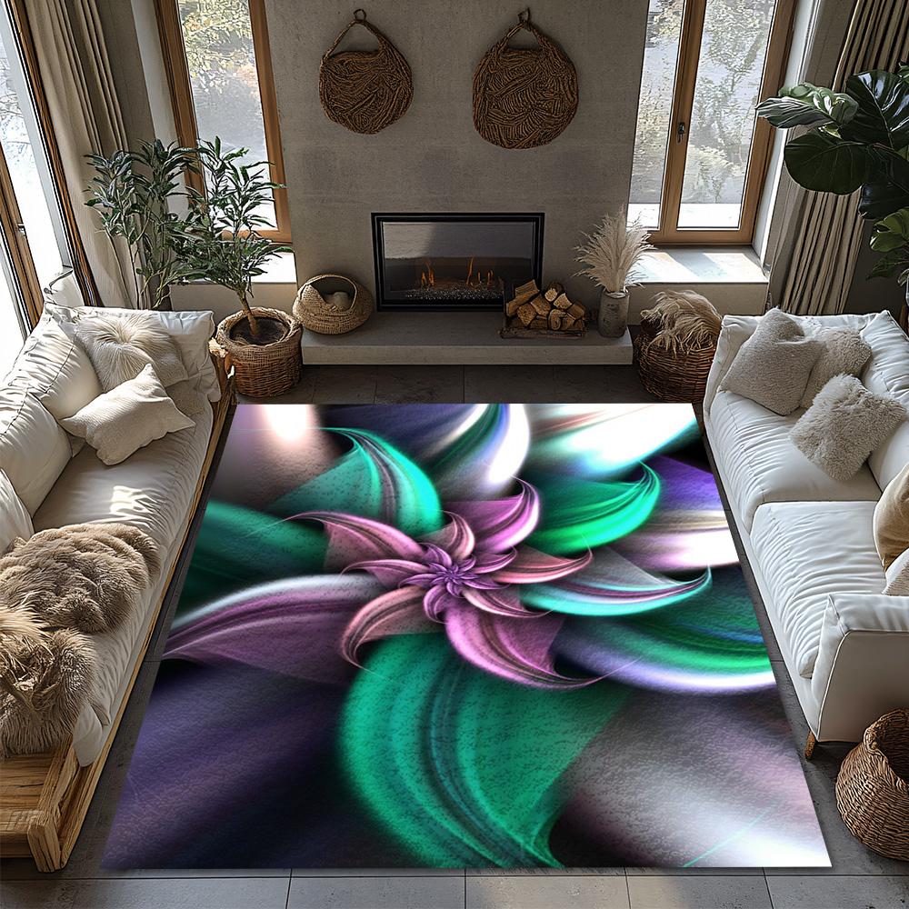 Tuniu Floral Abstract Design Rug Non-Slip Home Decor Living Room Carpet Mat