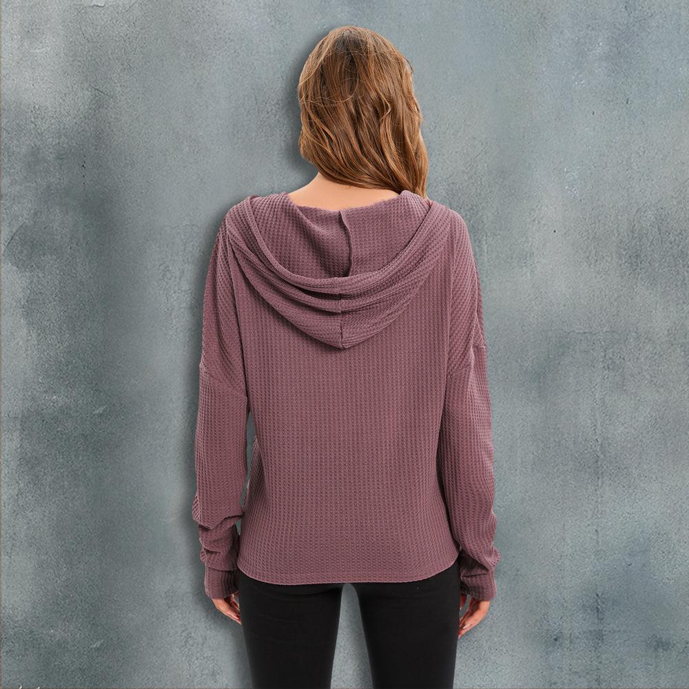 Velký dámský svetr s dlouhým rukávem a kapucí se stahovací šňůrkou 4barevný S-3XL podzimní a zimní top