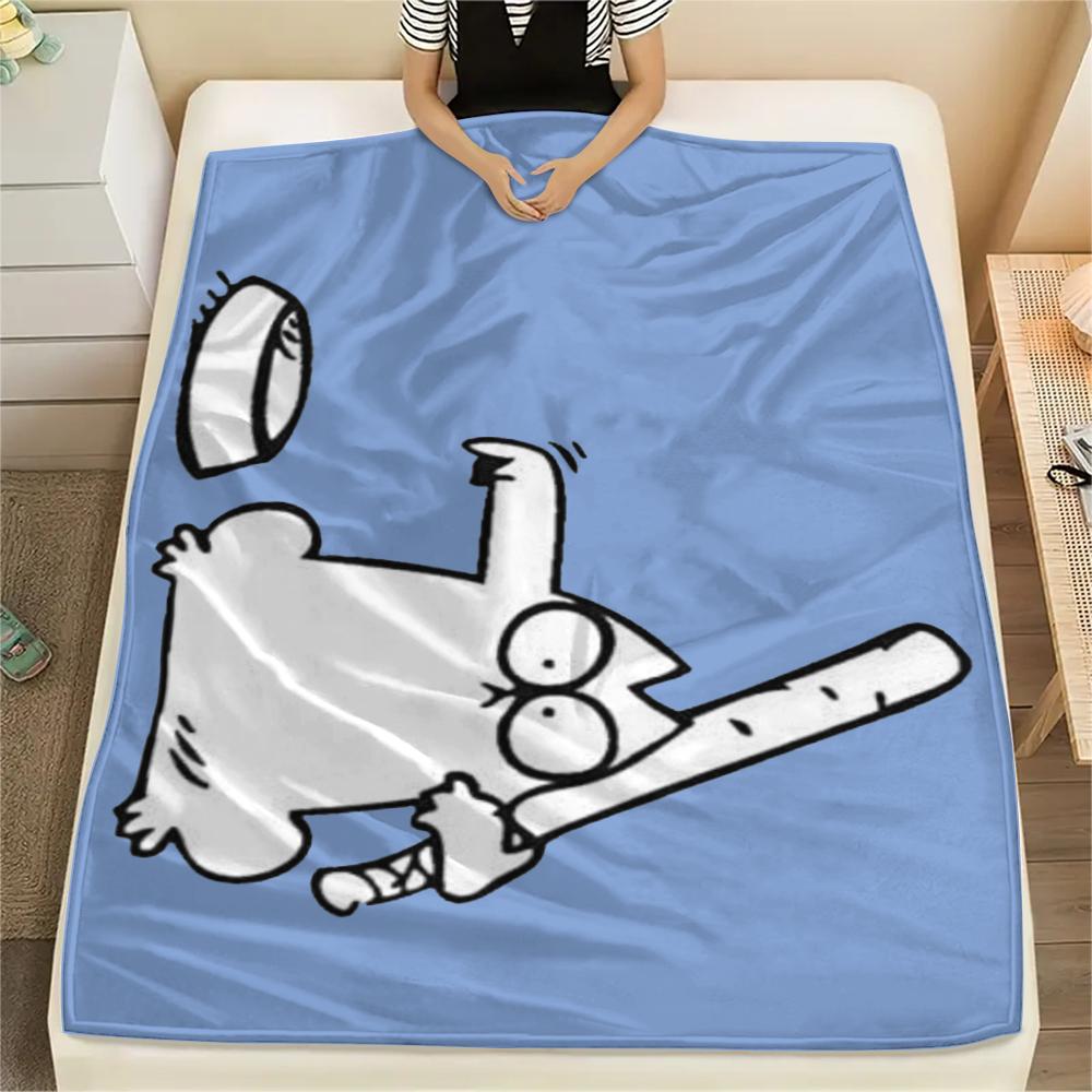 1 Pezzo Coperta in Flanella con Stampa Simon's Cat, Alta qualità Confortevole per Tutte le Stagioni, Decorazione per la Casa, Calore e Comfort, Perfetta per Regali di Natale