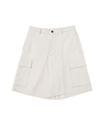 TEN PAST SEVEN Contrast Stitch Bermuda Shorts - Ivory