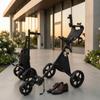 Three-Wheel Golf Push Trolley Water Bottle Holder 3-Wheel Golf Push Trolley Sports Gear Spoked Wheels Easy Fold
