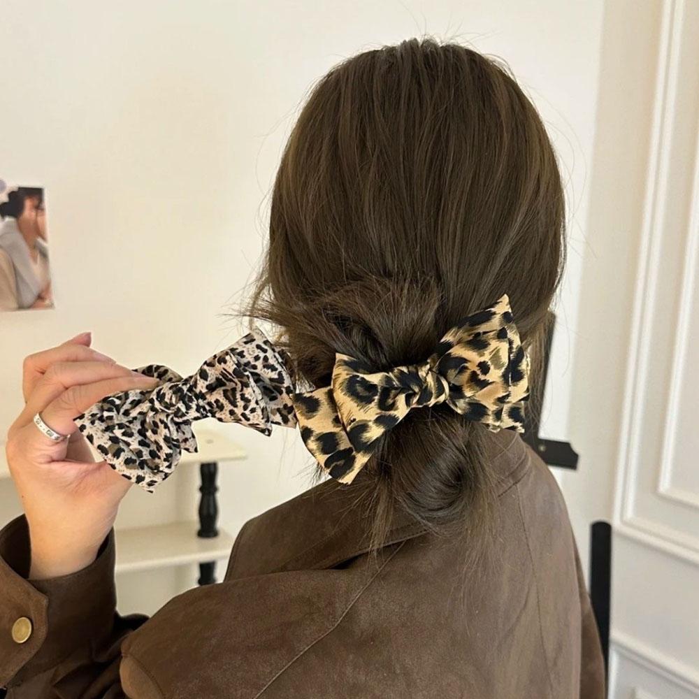 Vintage Leopard Print Hair Accessories Bow Premium Hair Clips Sweet Daily Headwear Women Trendy Hair Clips Hair Volume Clip