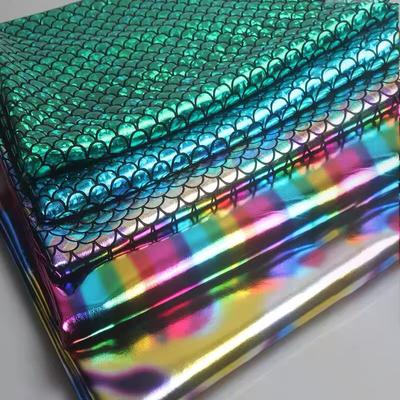 Fischschuppen Spandex Bronzestoff Elastisch Laser Magische Farbe für Hochzeit Tanz Bühnenauftritt Kostümstoff Meterware