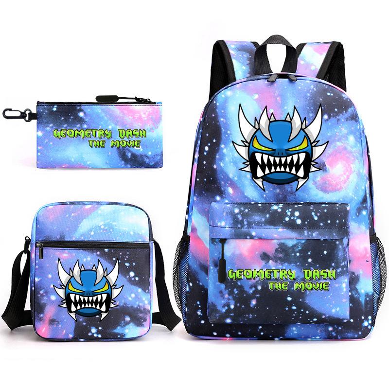 Geometry sprint game backpack geometry dash heat transfer backpack elementary school bag leisure bag