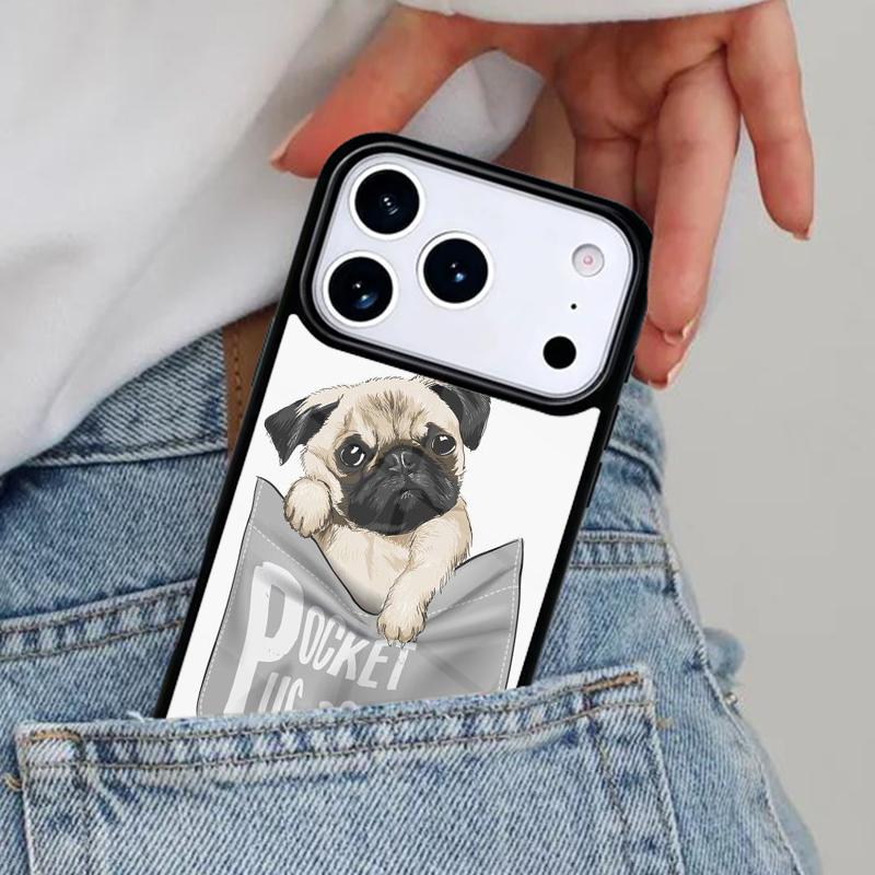 Pug Dog Funny Cartoon Phone Case for iPhone 17ProMax 12 13 14 15 16e 17 Pro Max Plus Air Cover