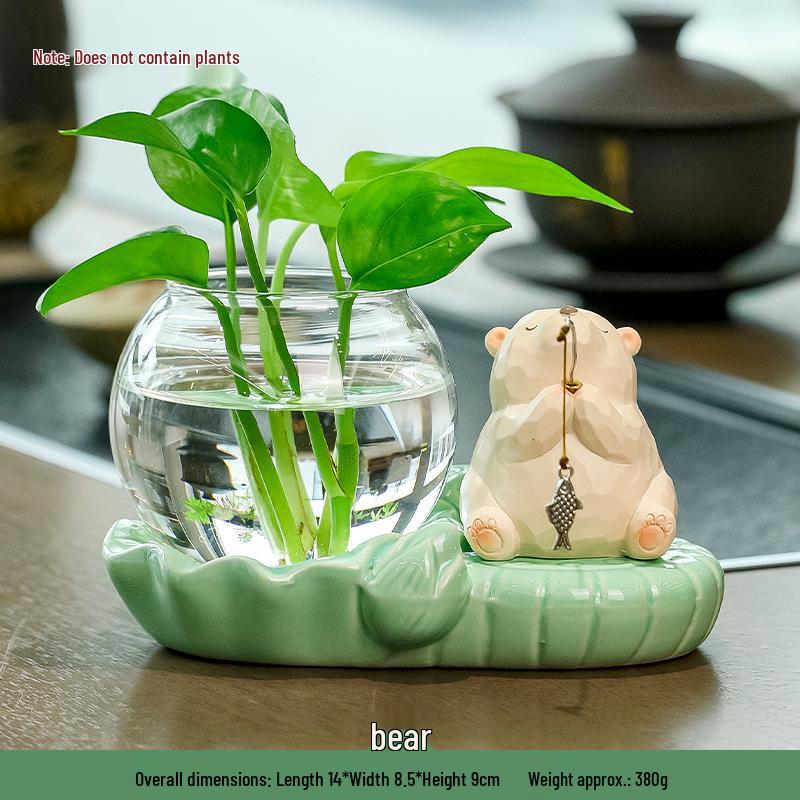 Frog-Themed Hydroponic Vase for Office Decoration