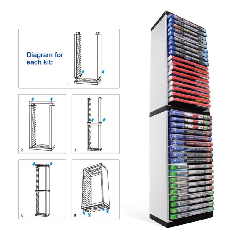 Torre de Armazenamento de Discos de Jogos para Estojo Suporte para Console de Jogos Capacidade Máxima 36 Discos de Jogos Acessórios