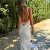 Mode 2026 Sommer Spaghettiträger Kleid Neues Sexy Träger Rückenfrei Spitze Lang Bodycon Partykleid Elegant Slim Fit Damenbekleidung