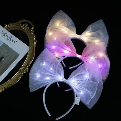 New Year Decoration LED Bow Headband Hair Hoop Glowing Hair Band Cute   Festival Decoration