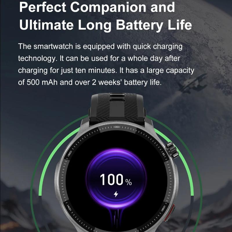 2026 Neue Militär Sport Smartwatch 1,43 Zoll AMOLED Display 4 GB Speicher GPS Offline-Karte 3ATM Wasserdicht Bluetooth-Anruf Fitness Mode Smartwatch