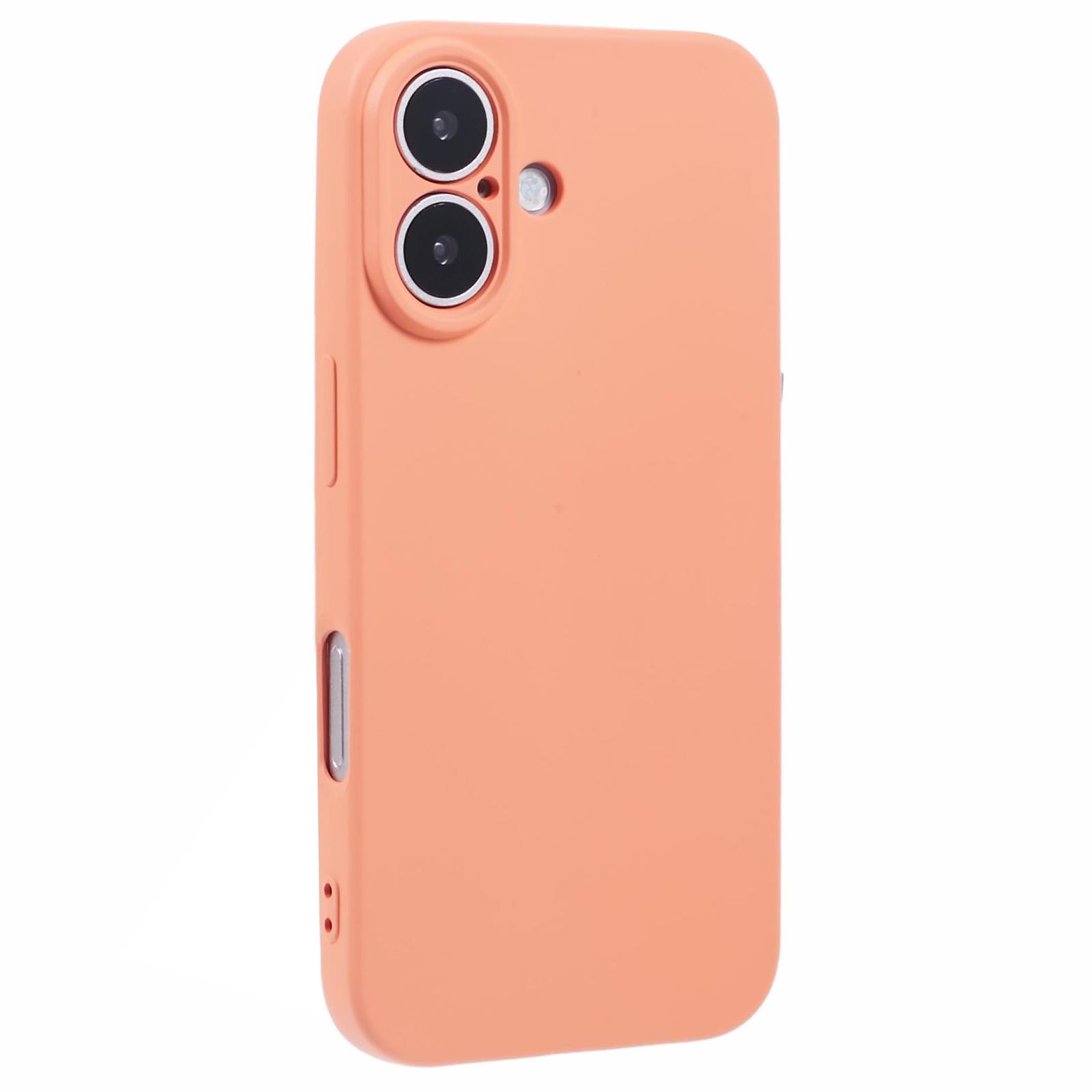 

For iPhone 16 Plus Case Soft Fiber Lining TPU Phone Cover Camera Lens Protection Orange